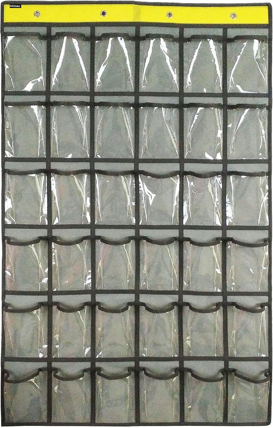 Classroom Cell Phones Organizer Calculators Holder Over Door Hanging Jewelry Organizer Closet Underwear Sock Storage with 36 Clear Pockets