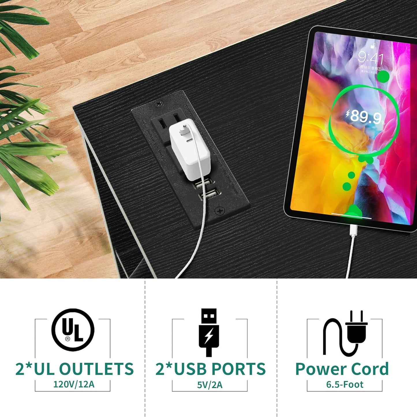 NEW - YITAHOME 3 Drawer File Cabinet with Charging Station, Home Office Furniture, Black - Retail $149