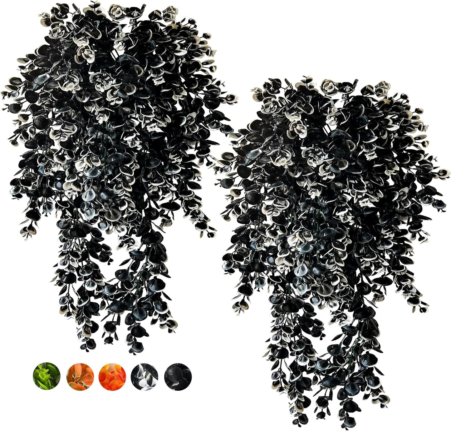 Vine Plant Fake 4 Pcs Ferns Artificial Plants Large Faux Hanging Plant Artificial Hanging Plants Wall Plants Fake Ivy Room Decor Home Garden Wedding Party Indoor Outdoor Decorations(Black White)