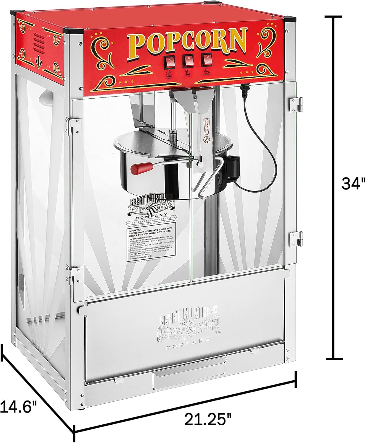 Great Northern Midway Marvel Commercial Quality Popcorn Popper Machine 16 Ounce