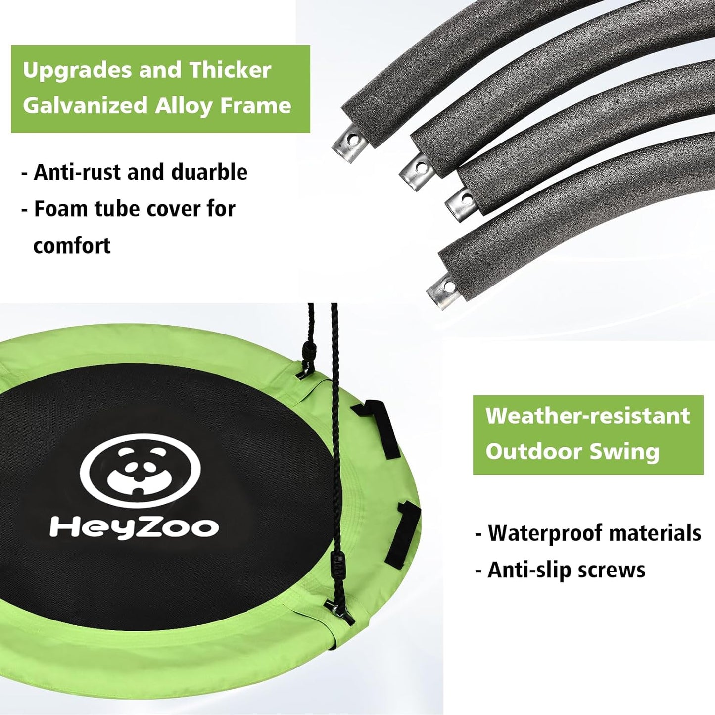 48 inch Tree Swing, Larger Saucer Flying Swing for Whole Family, 900lbs Weight Capacity, with Adjustable Hanging Straps, for Outdoor Playground, Green