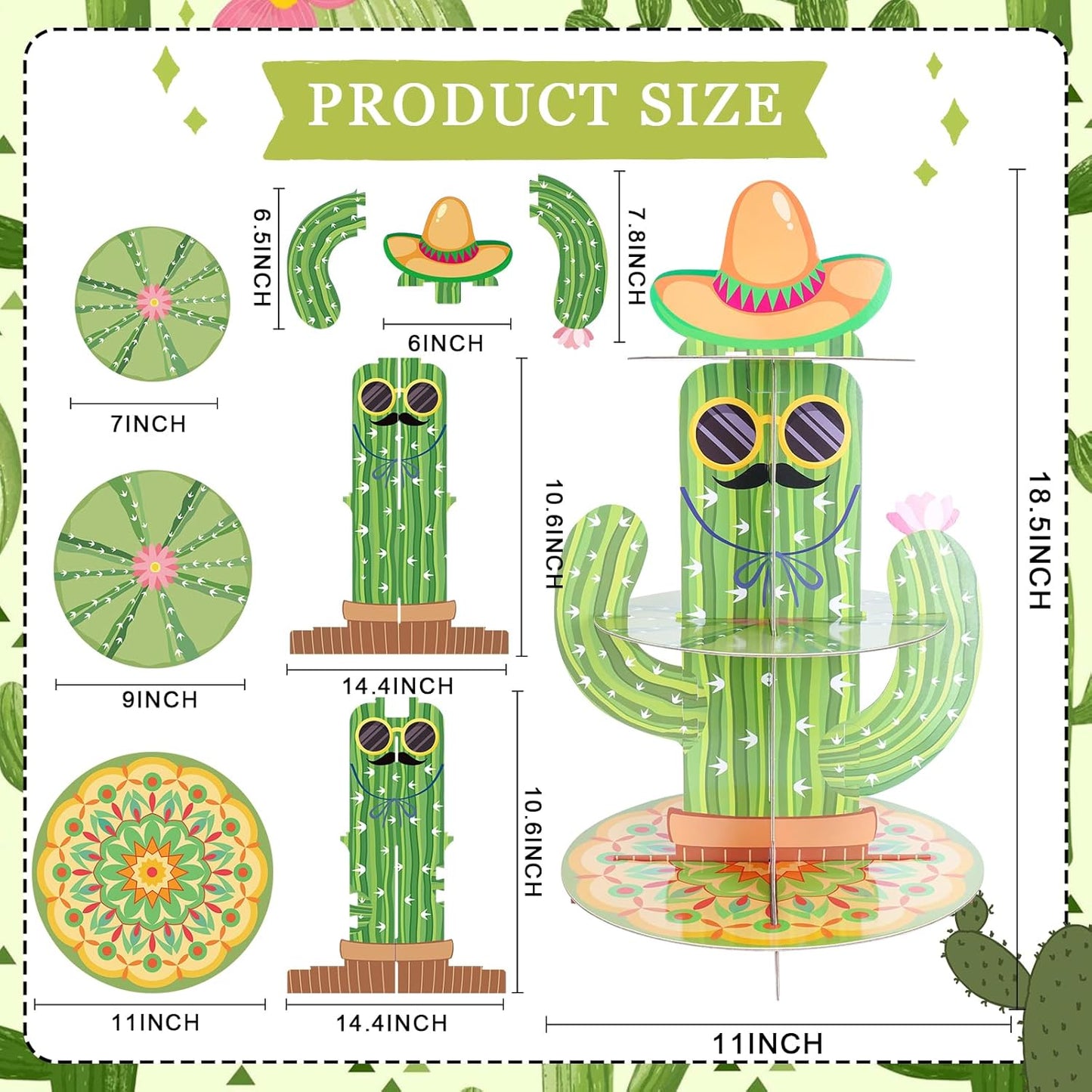 3 Tier Cactus Themed Cupcake Stand