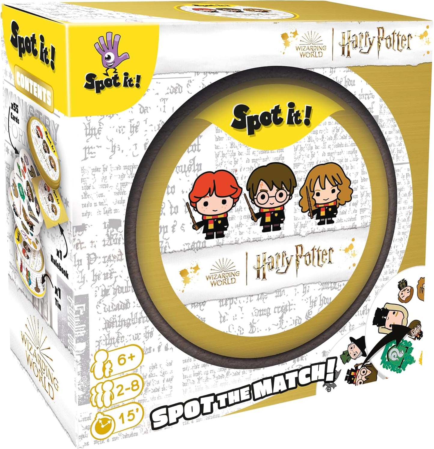 Zygomatic Spot It! Harry Potter (Eco-Blister) - Magical Wizarding World Card Game for Families! Fun Matching Game for Kids and Adults, Ages 6+, 2-8 Players, 15 Minute Playtime, Made