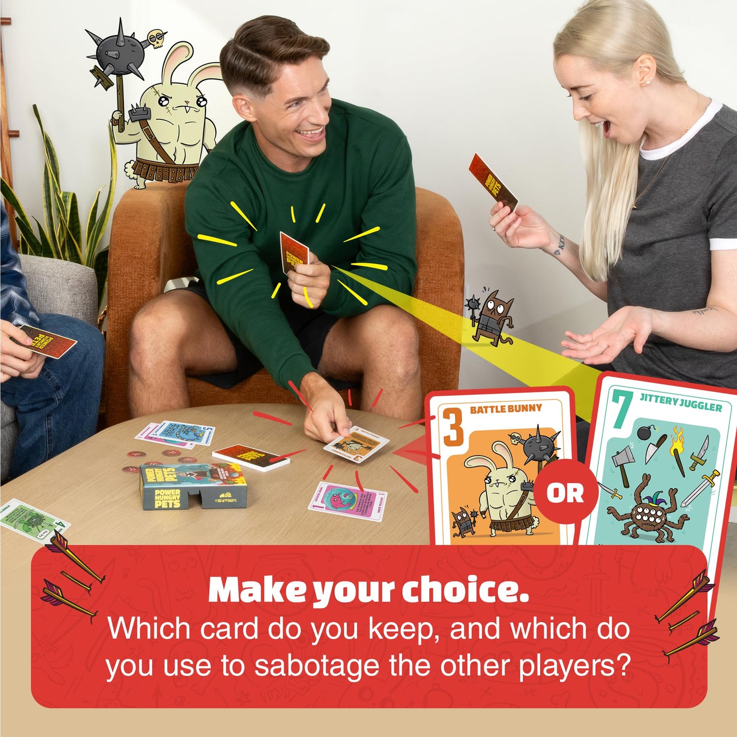 Exploding Kittens Power Hungry Pets 2-6 Players - Ages 7+ - 15 Minutes to Play - Strategic and Simple Card Game - Party Game, Family Game Night, Kid and Adult Card Game