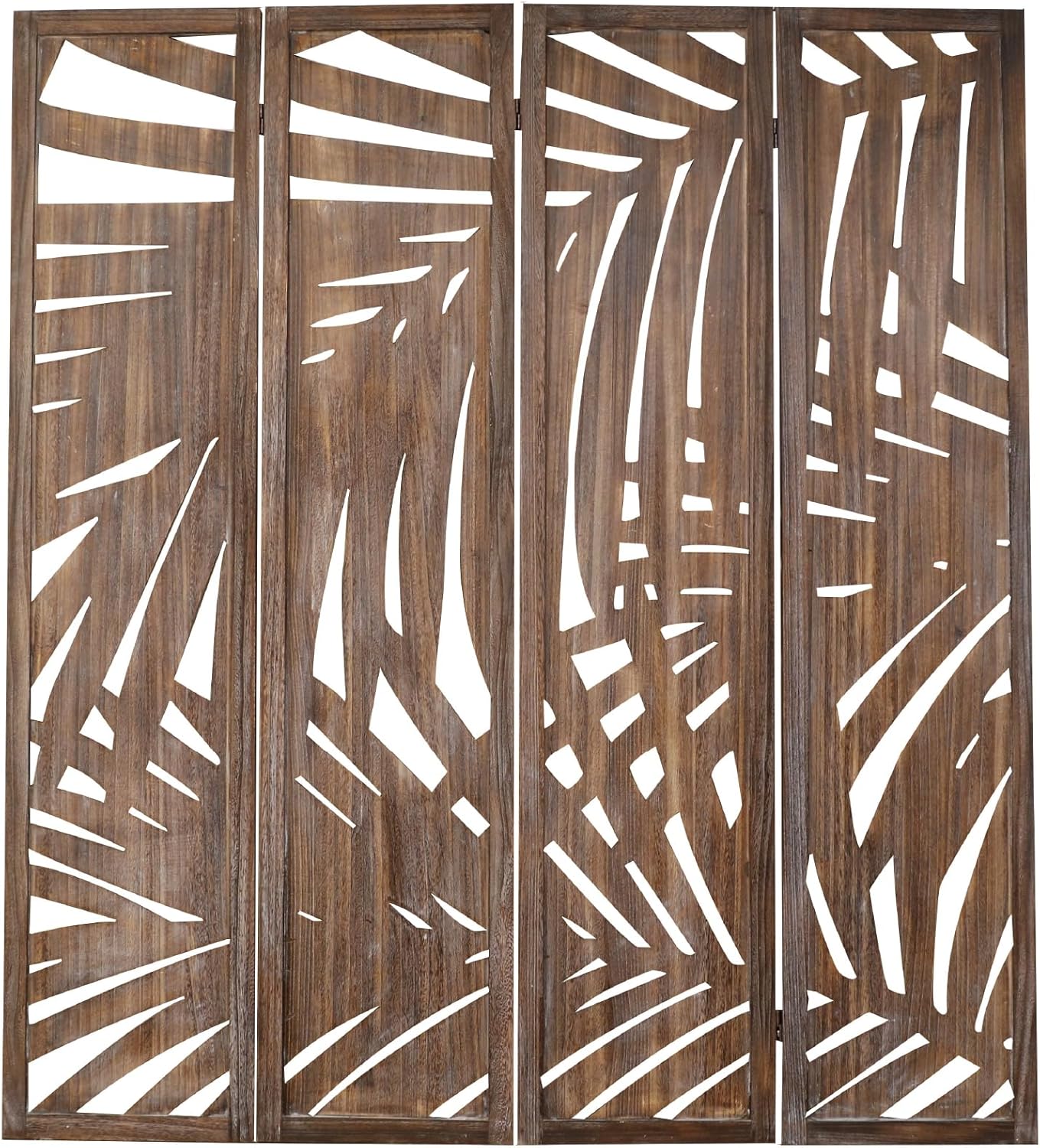 Proman Products - Palm Spring Panel, Wooden Room Divider, Folding Screen Room Divider with Palm Leaf Design (Smoked Brown) - Retail $134