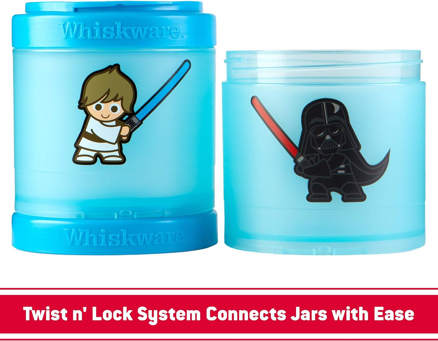Whiskware Star Wars Stackable Snack Containers for Kids and Toddlers, 3 Stackable Snack Cups for School and Travel, Luke Skywalker and Darth Vader (Pack of 1) - Retail $14