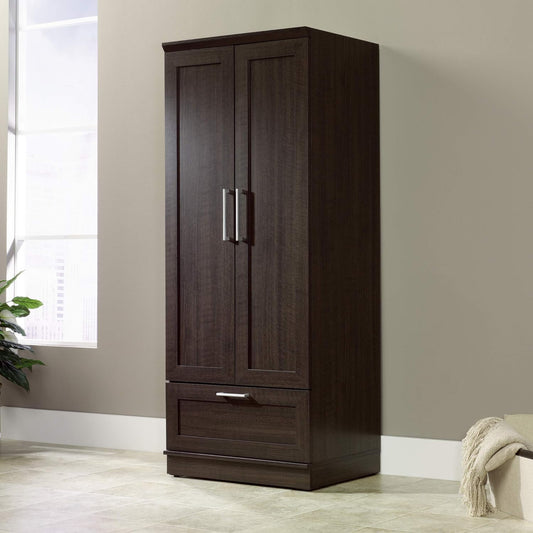 New w/ Dmg - Sauder HomePlus Wardrobe/Pantry cabinets, L: 28.98" x W: 20.95" x H: 71.18", Dakota Oak finish - Retail $211