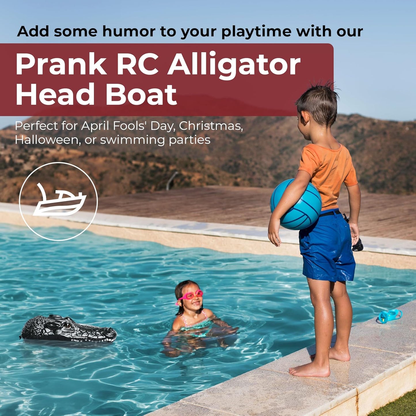 Top Race Remote Control Alligator Head - Remote Control Boat Prank Toy for Kids, Adults, Pranksters - 2.4G Waterproof RC Boats - Battery Powered - 3Hx10.2Linch - Retail $17
