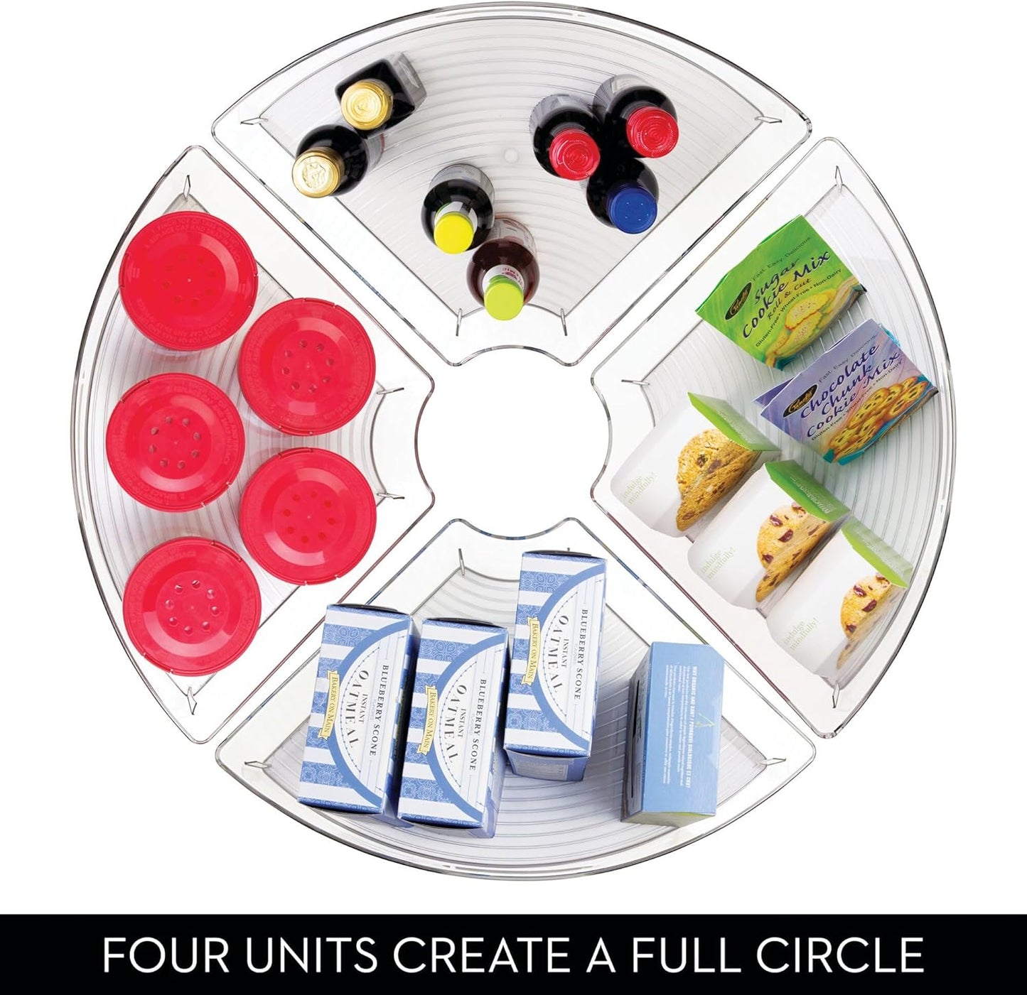 iDesign Lazy Susan 1/4 Wedge Organizer Bin with Handle for Corner Cabinet - Clear - Made in USA