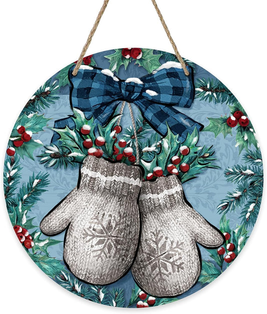 Deroro Winter Mitten Blue Front Door Sign