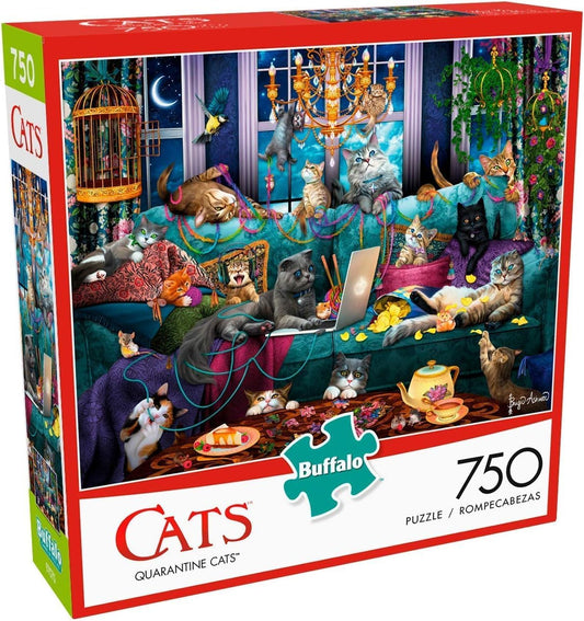 Buffalo Games - Brigid Ashwood - Quarantine Cats - 750 Piece Jigsaw Puzzle For Adults -Challenging Puzzle Perfect for Game Nights - Finished Size is 24.00 x 18.00