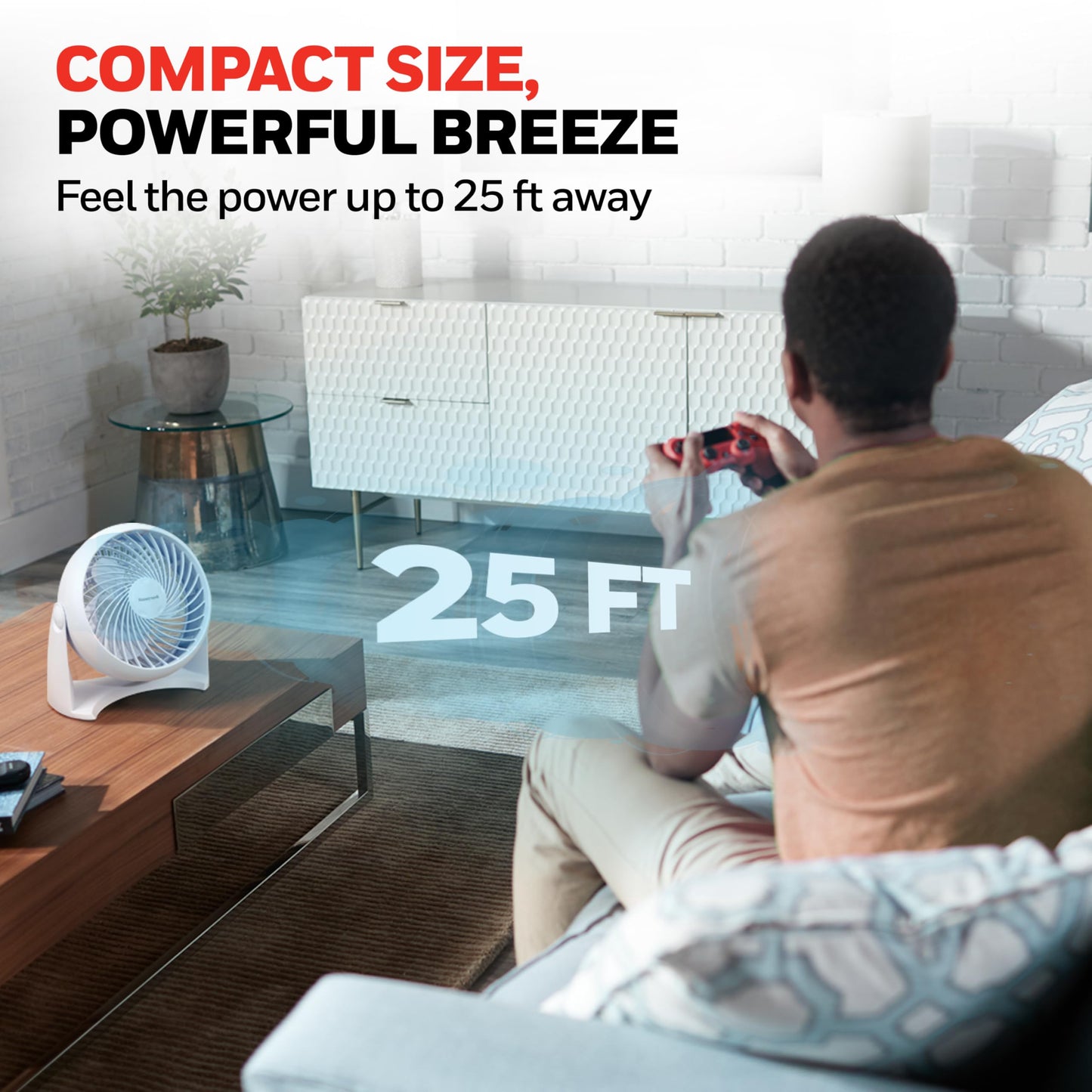Honeywell HT-904 TurboForce Tabletop Air Circulator Fan, Small, White – Quiet Personal Fan for Home or Office, 3 Speeds and 90 Degree Pivoting Head