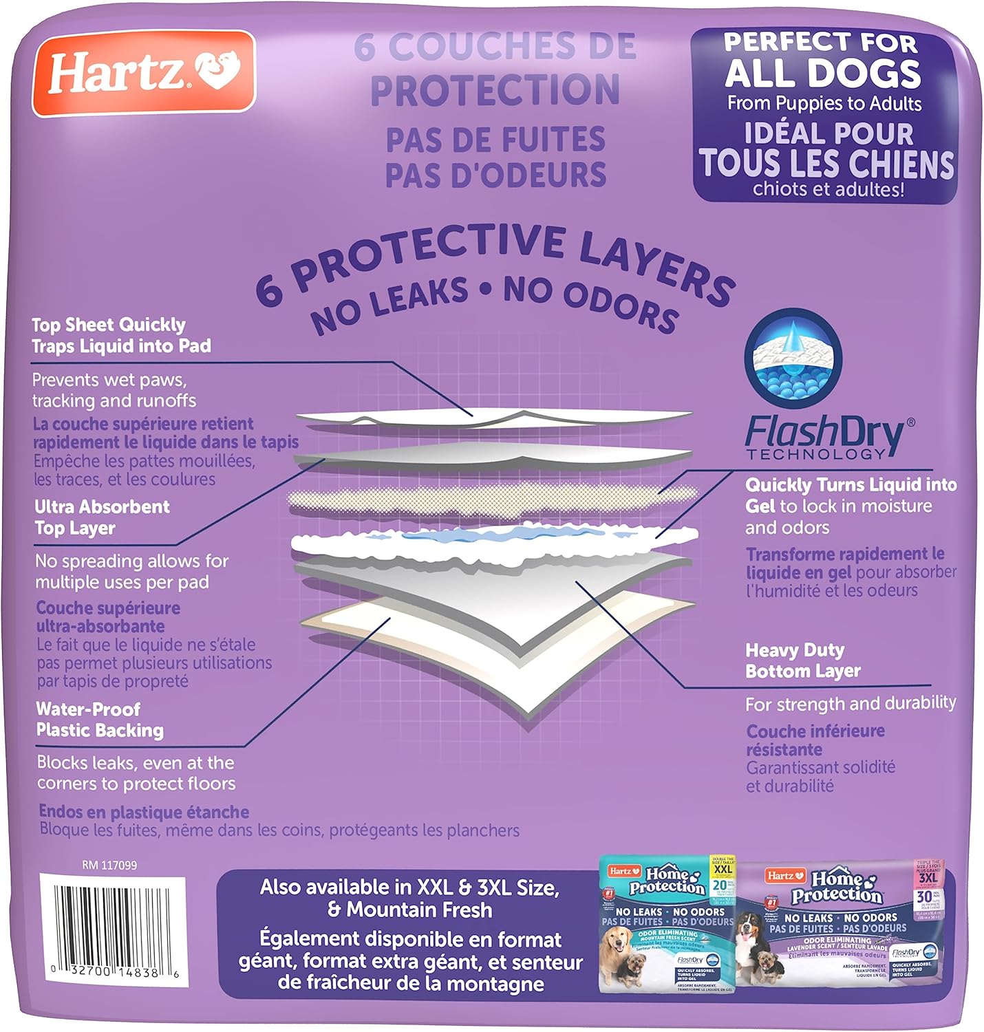 Hartz Home Protection Lavender Scented Dog Pads, 50 count, Super Absorbent & Won't Leak, Odor Eliminating - Retail $18