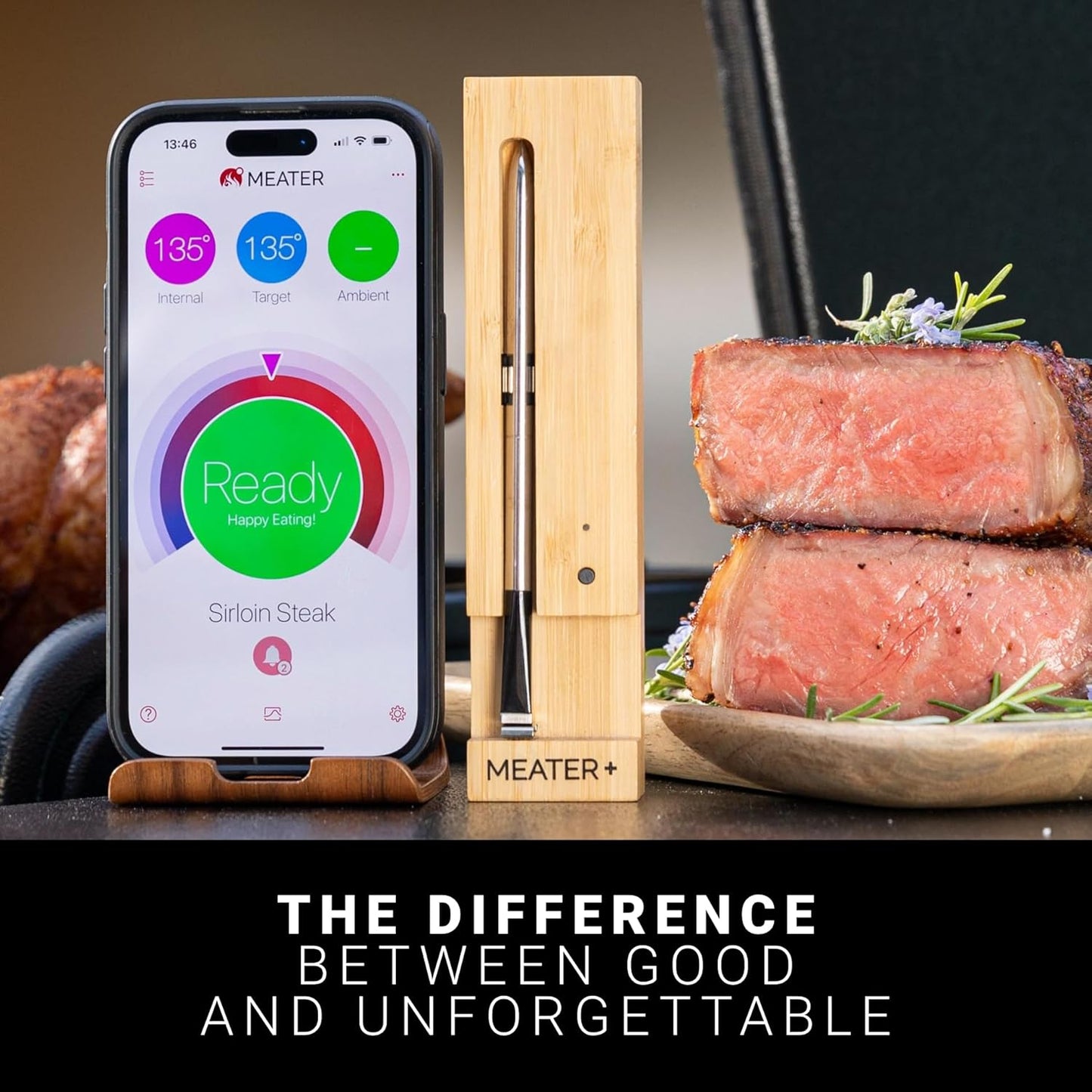 NEW - MEATER Plus: Smart Bluetooth Wireless Meat Thermometer Digital | BBQ, Grill, Oven, Smoker, Air Fryer, Kitchen | Perfect for Steak, Chicken, Turkey, and More | Delicous Recipes in App
