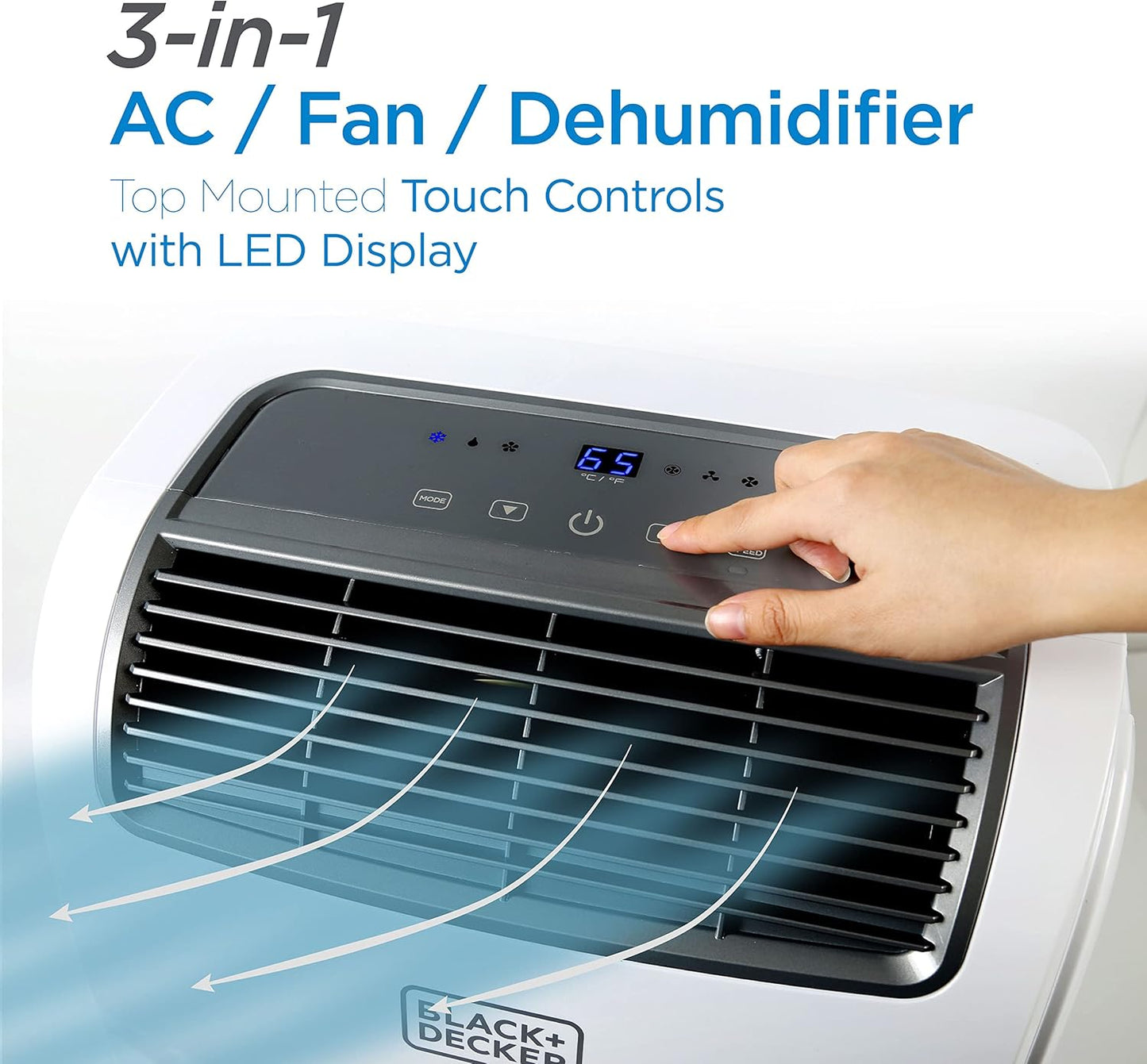 BLACK+DECKER 8,000 BTU Portable Air Conditioner for Rooms up to 350 Sq. with Remote Control, White