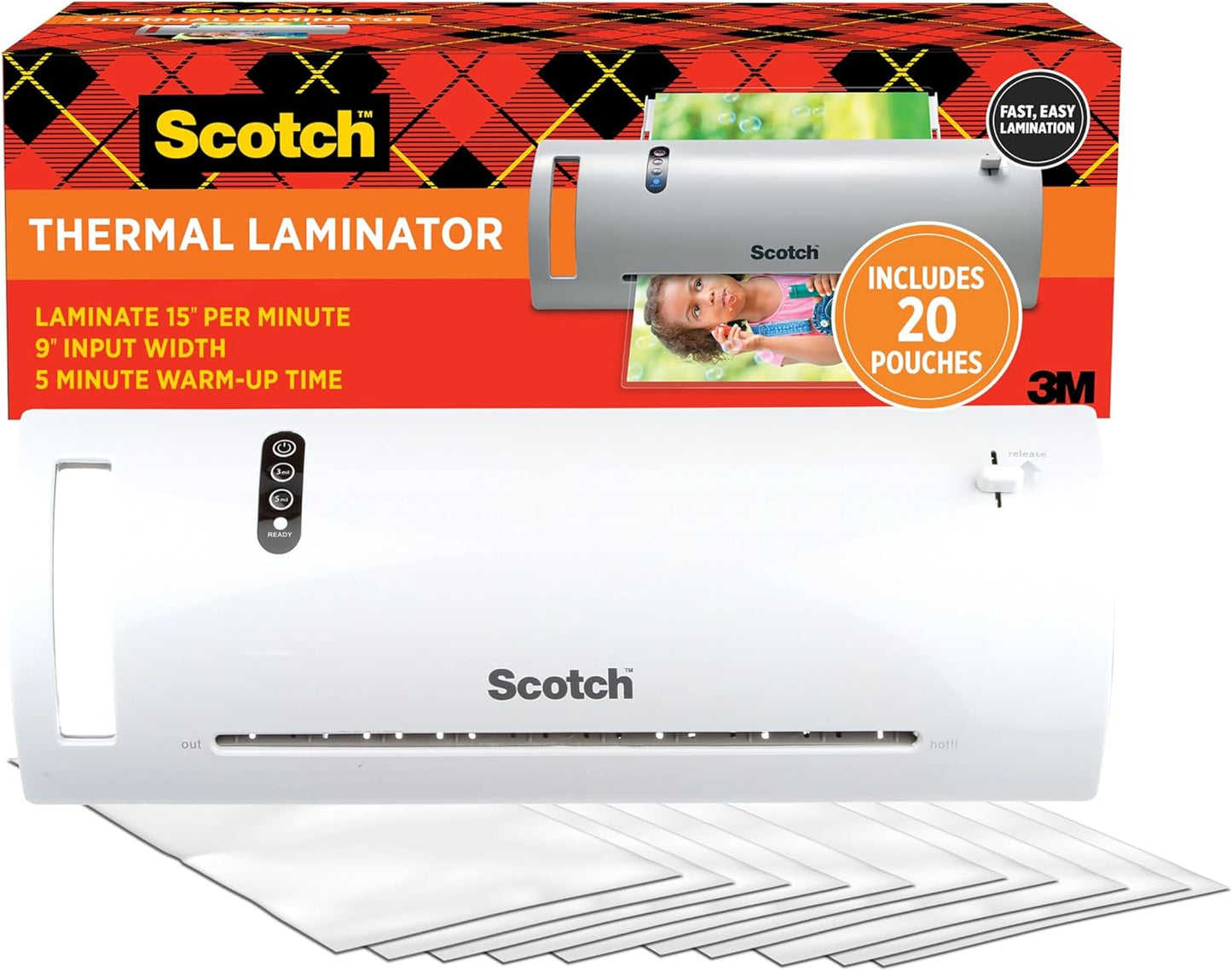 Scotch TL902VP Thermal Laminator, 1 Laminating Machine, White, Laminate Recipe Cards, Photos and Documents, For Home, Office or School Supplies, 9 in. - Retail $0