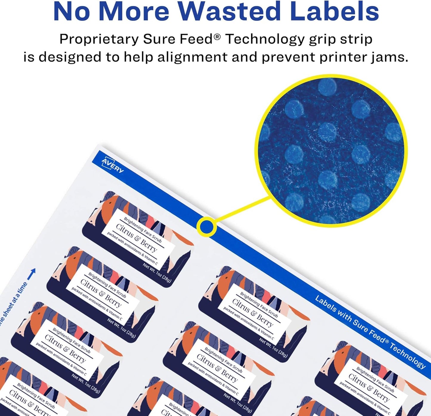 Avery Matte White Rectangle Labels, Sure Feed Technology, 1-1/4" x 2-3/8", 450 Matte White Printable Labels