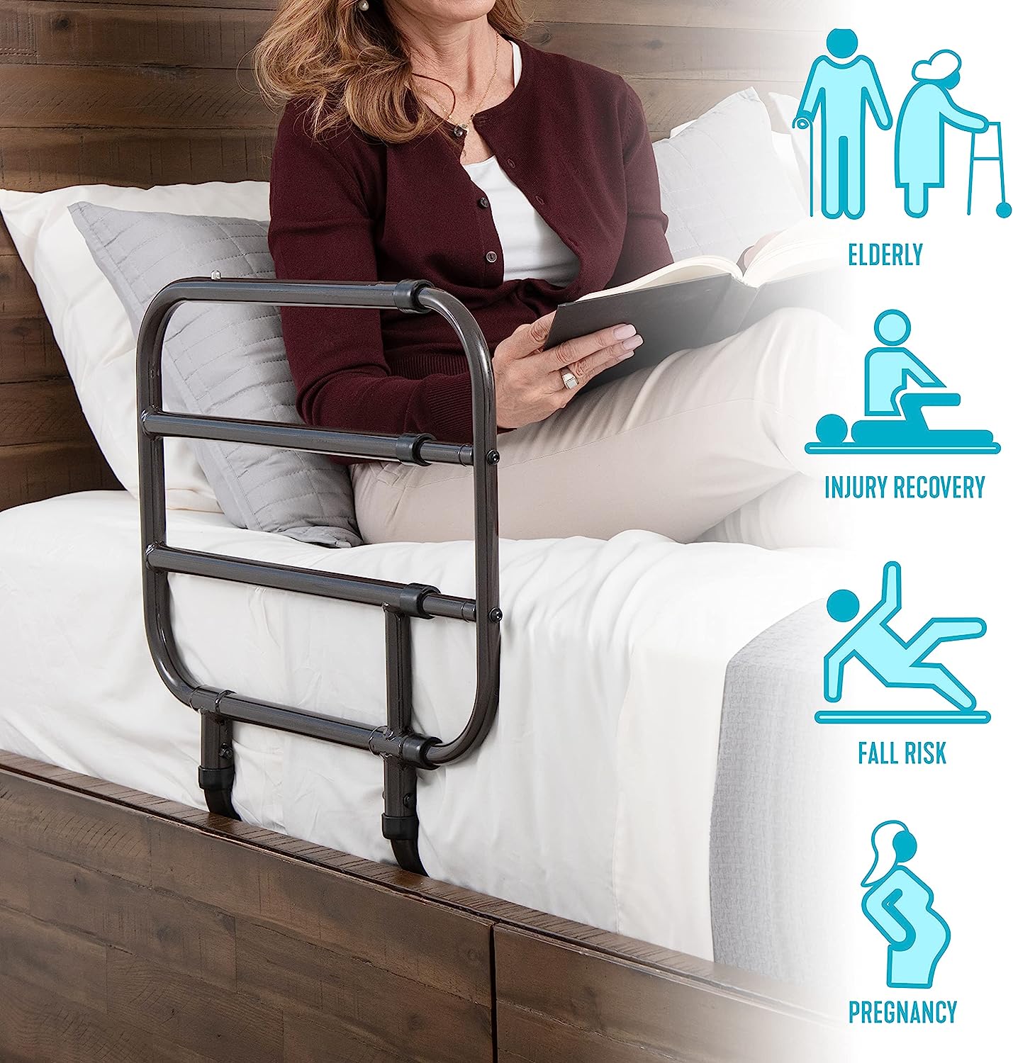 NEW - Able Life Bedside Extend-A-Rail, Adjustable Senior Bed Safety Rail and Bedside Standing Assist Grab Bar - Retail $89