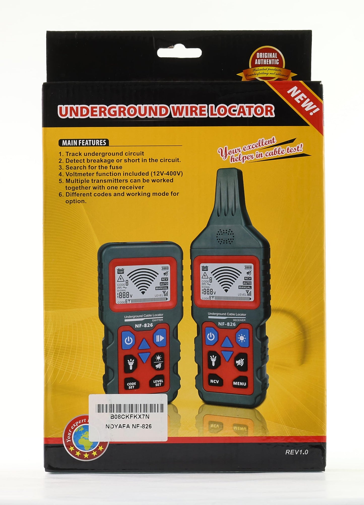 NOYAFA NF-826 Underground Cable Locator Wire Tracker, for Dog Fence Cables Irrigation, Wall and Underground Pipeline Wire Detector