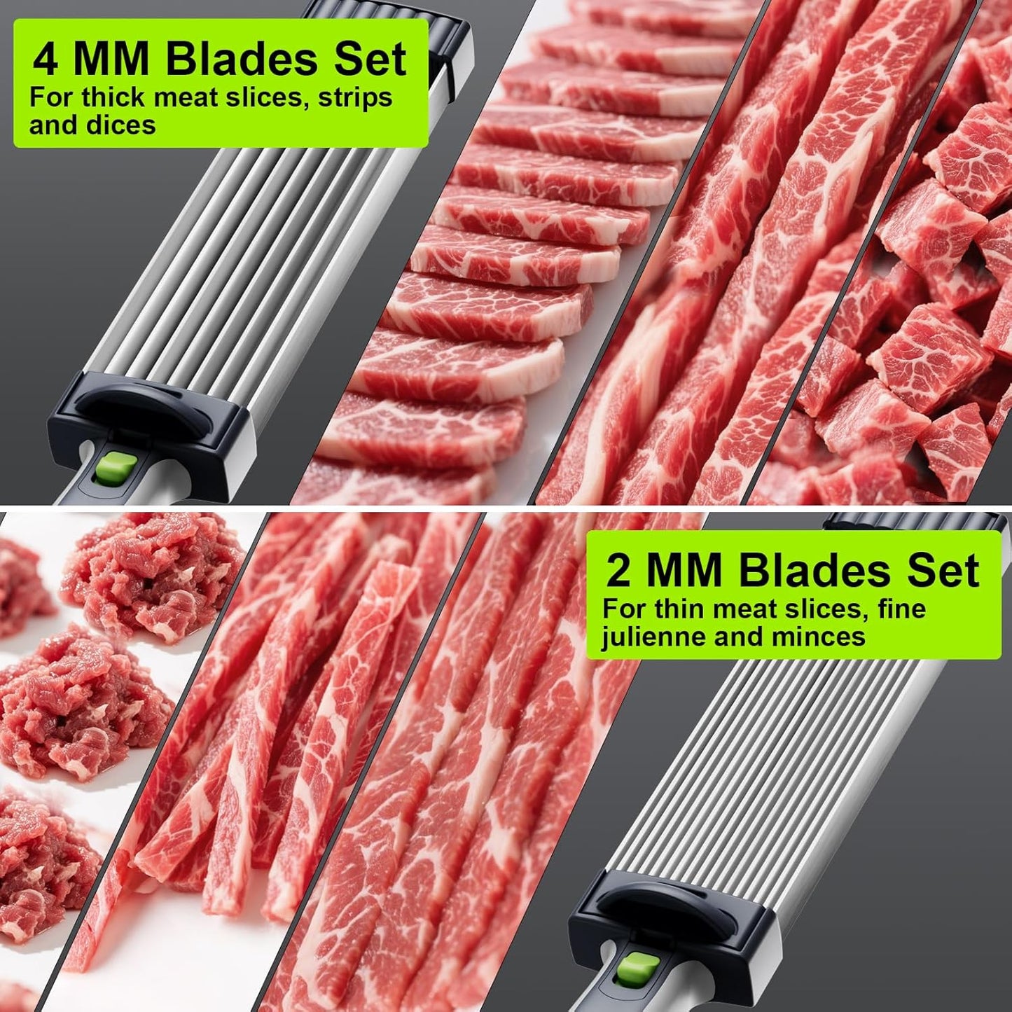 Fresh Meat Slicer Machine for Home, Kitchen Adjustable Thickness 2-4 mm Meat Cleaver for Fresh Beef, Pork Mutton, Chicken Breast, Making Beef Jerky Sticks BBQ Hot Pot