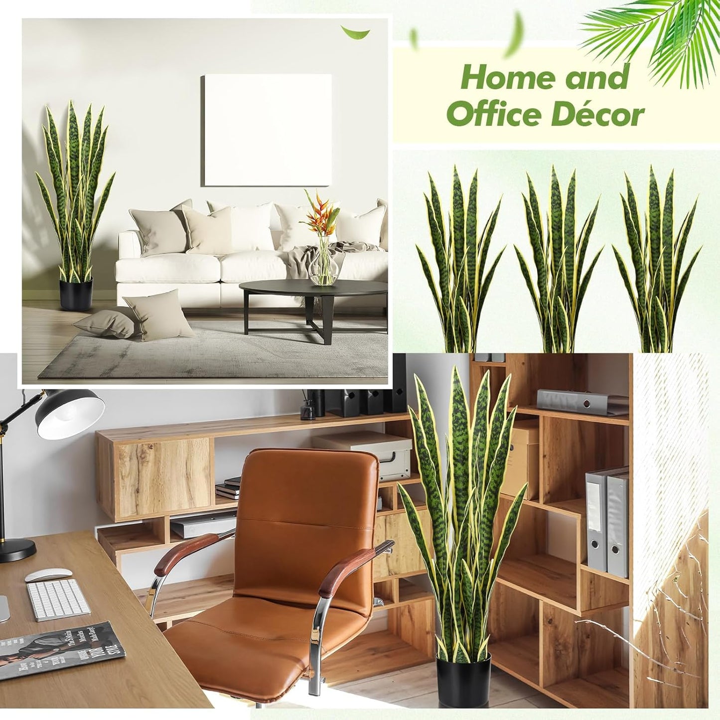 3.15 Ft Tall Artificial Snake Plant Faux Sansevieria Plant Large Fake Snake Bulk in Pot for Home Office Housewarming Gift - Retail $164