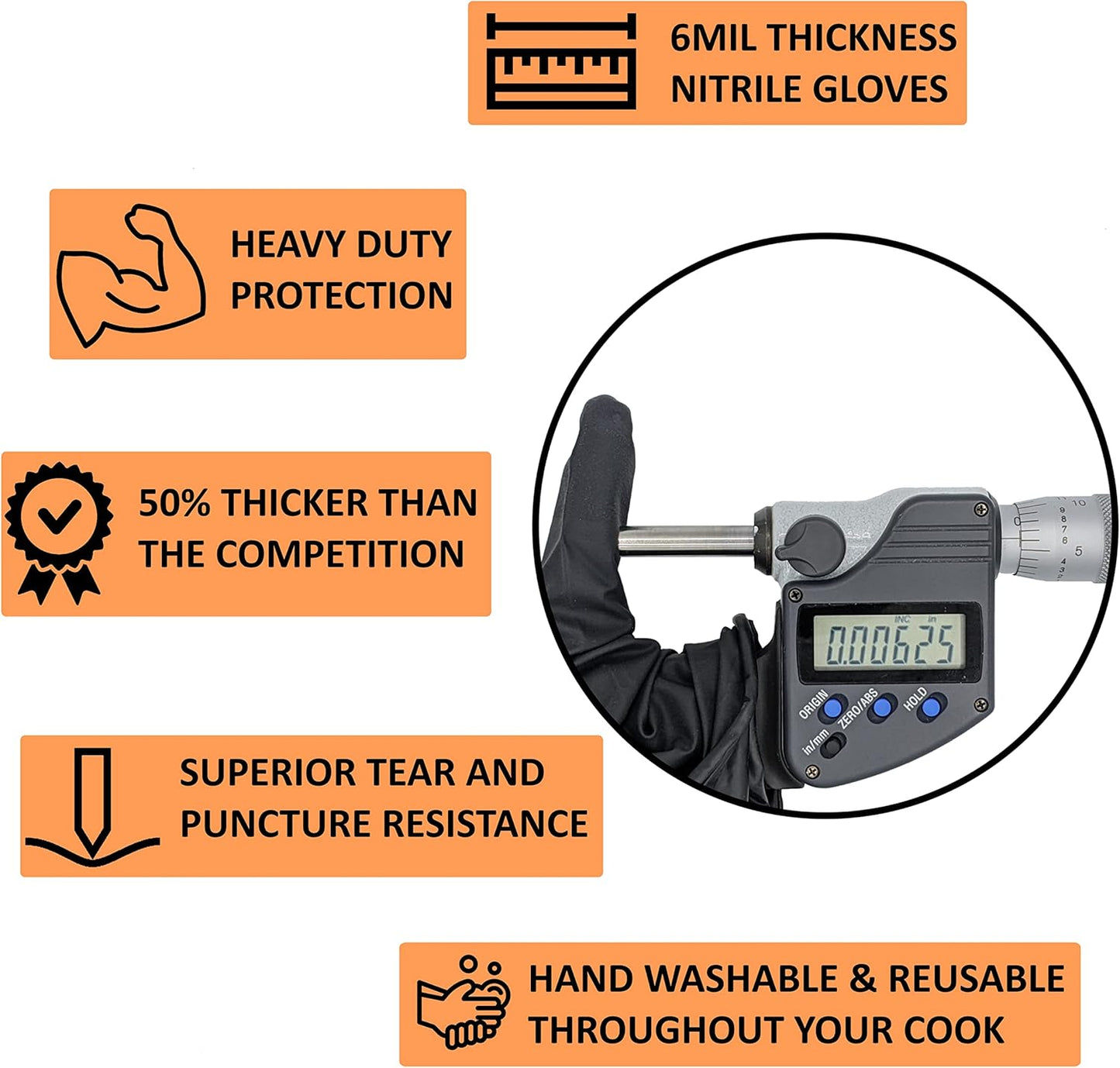 Black Disposable BBQ Grill Gloves Kit - 50 Heavy Duty Textured Grip and 2 Heat Resistant Reusable Liners Meat Pulling