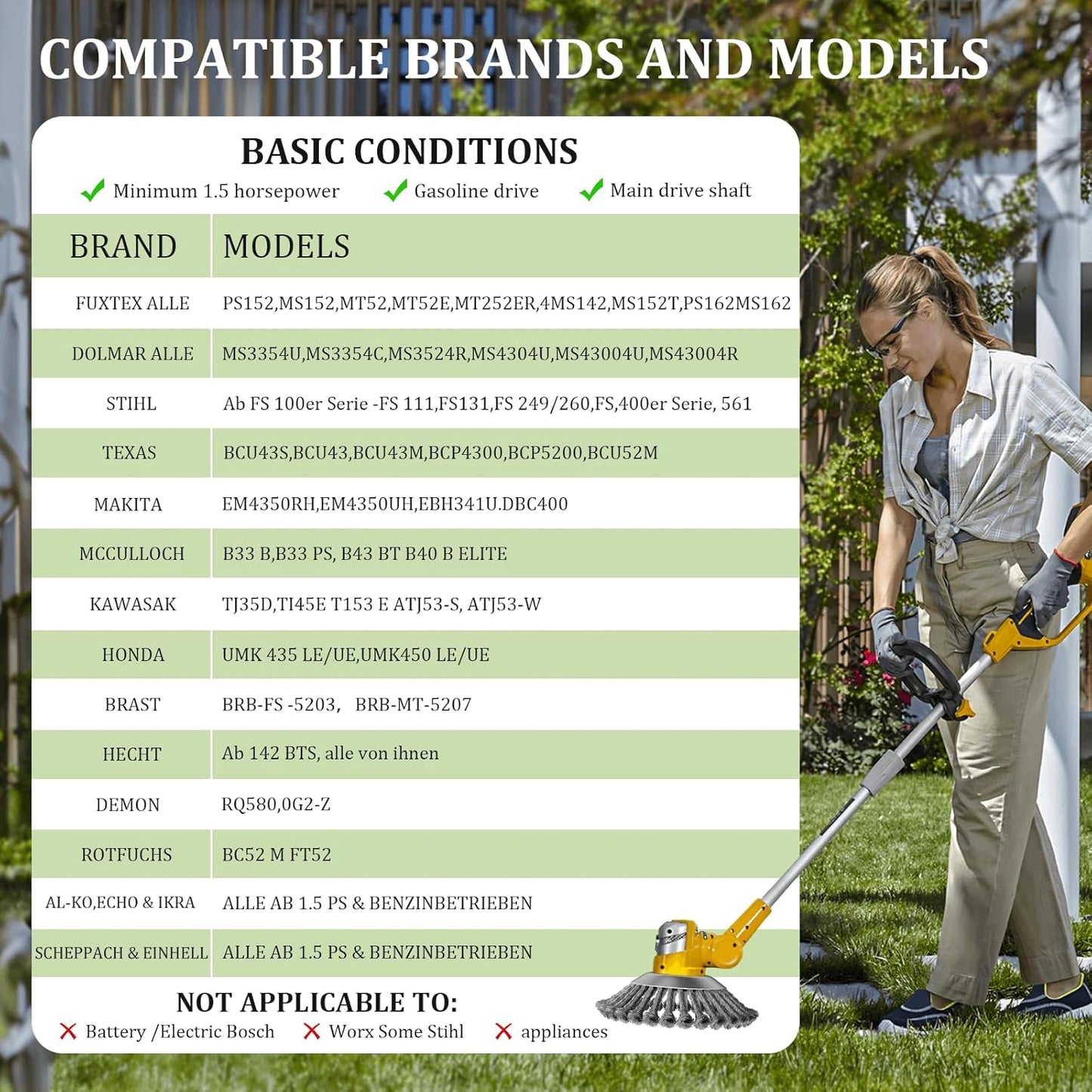 Steel Wire Rotary Weed Brush Cutter Trimmer Head for Weed Cutter Eater,Indestructible Trimmer Blade with Universal Adapter Kits for Moss Grass Rust Removal (6 inch)