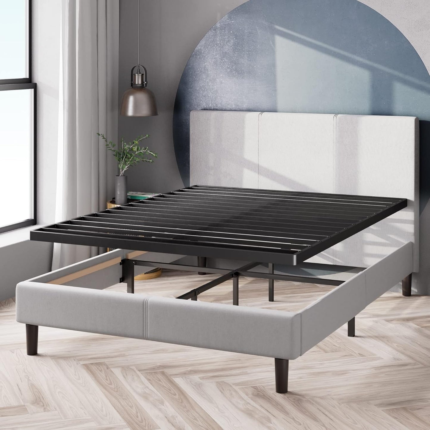 NEW - ZINUS King Quick Lock Bunkie Board / Box Spring & Bed Slat Replacement / Metal Frame with Steel Slats / Easy Assembly, Bunkie Board only - Retail $122