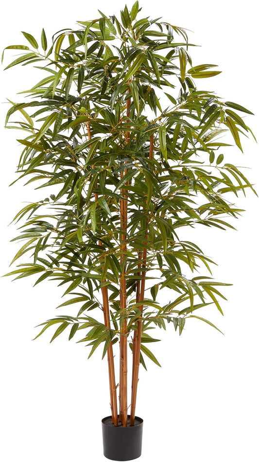 Artificial Bamboo Tree - 6FT Fake Plant with Adjustable Leaves and Pot - Faux Plants Indoor for Home, Restaurant, or Office Décor by Pure Garden - Retail $80