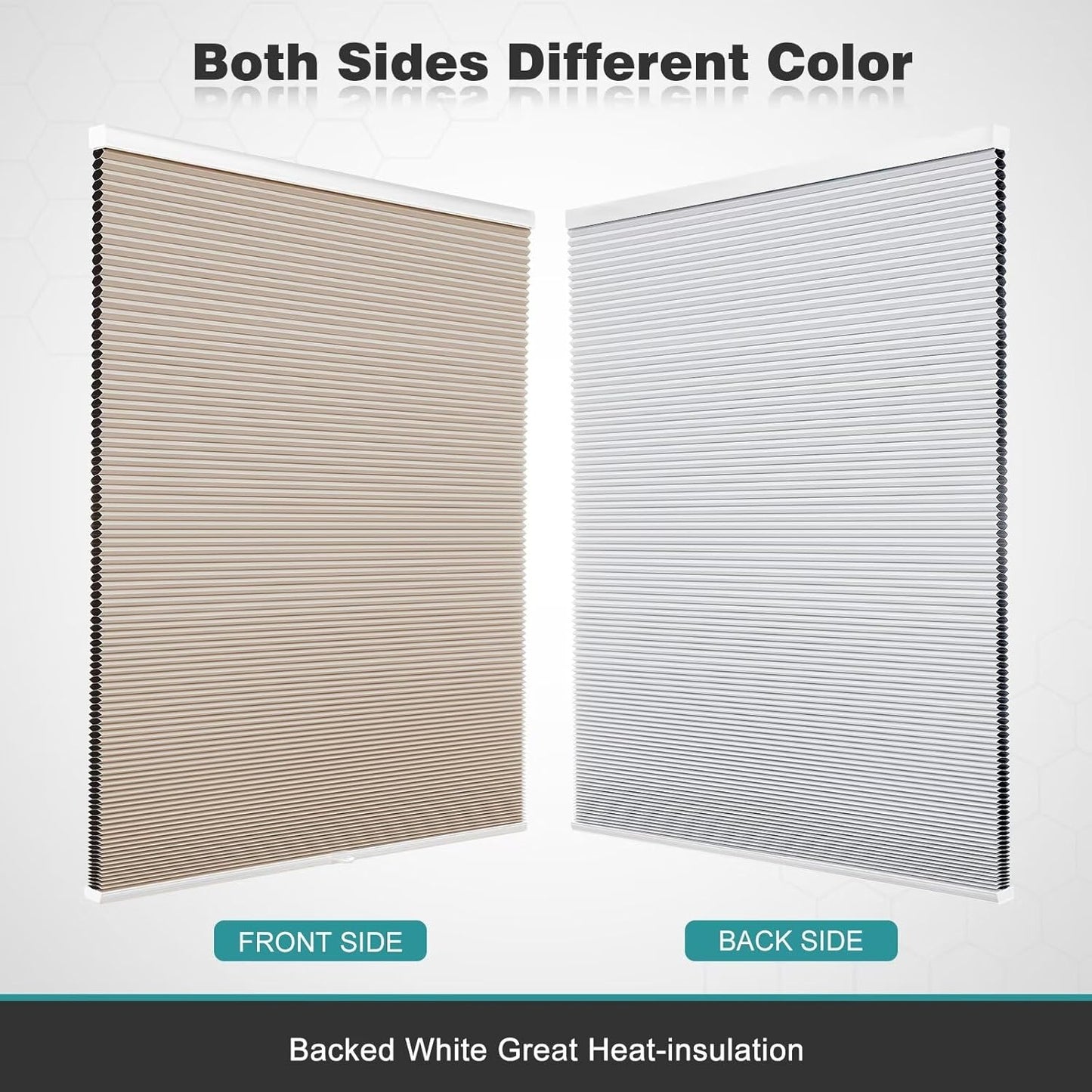 Changshade Cordless Blackout Cellular Shade, Tools-Free Honeycomb Shade for Bedroom, Kitchen, Children Room, Bathroom, Room Darkening Pleated Window Shade, 55 inches Wide, Beige - Retail $134