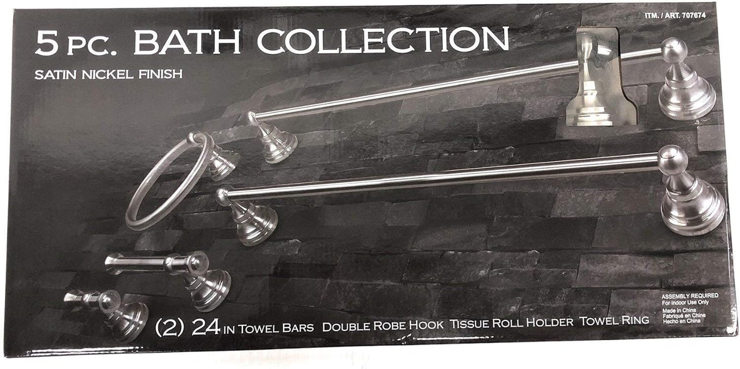 Home Zone 5-piece Bath Set in Satin Nickel Finish