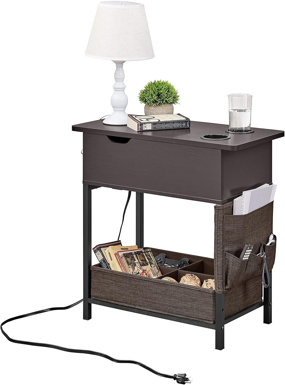 NEW - Lovitgo End Table with Charging Station, Narrow Sofa Side Table - Retail $100