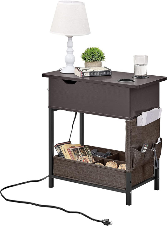 NEW - Lovitgo End Table with Charging Station, Narrow Sofa Side Table - Retail $100