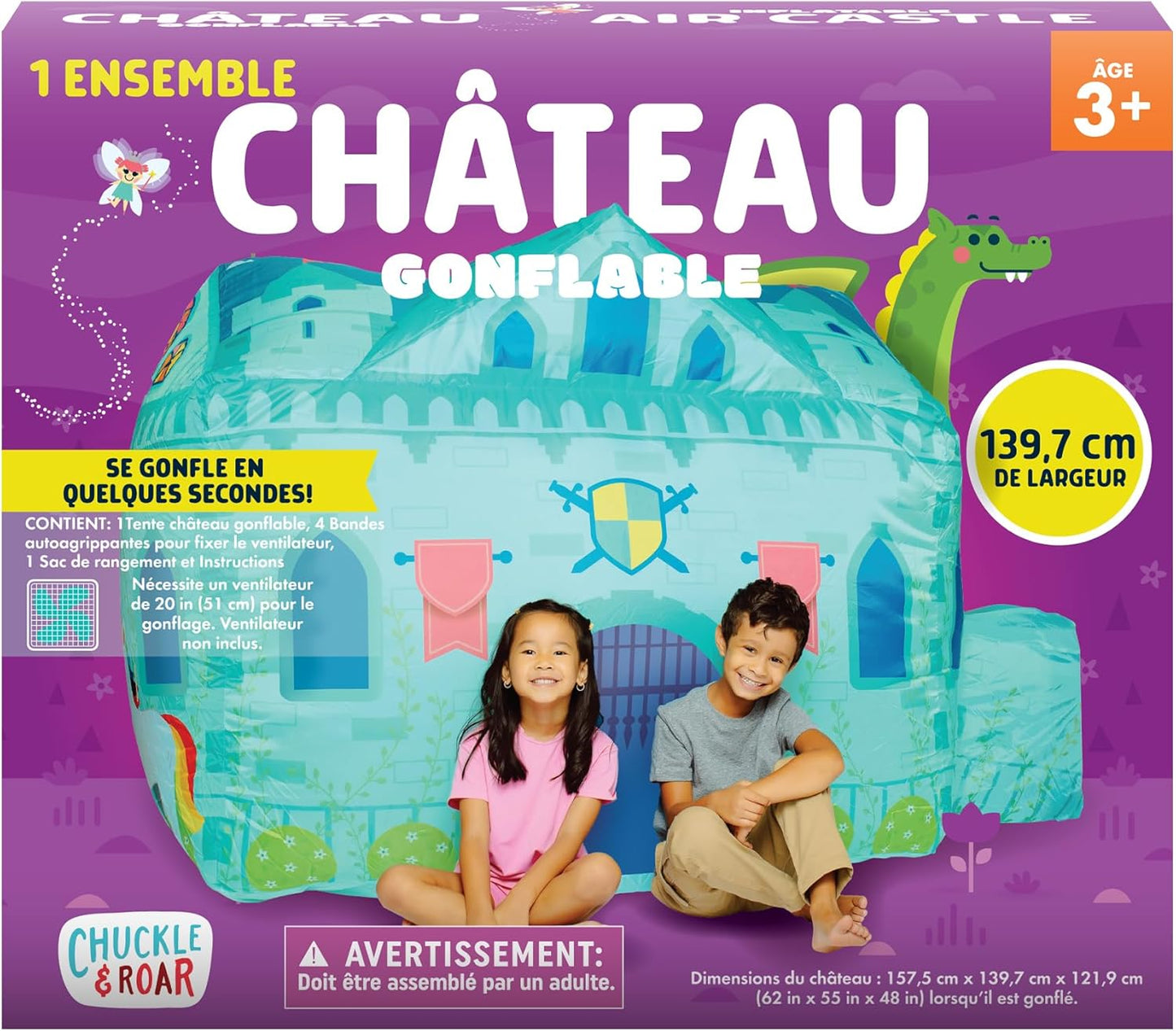 Chuckle & Roar - Inflatable Air Castle - Simple Imagination Play - Great for Toddlers - Ages 3 and Up