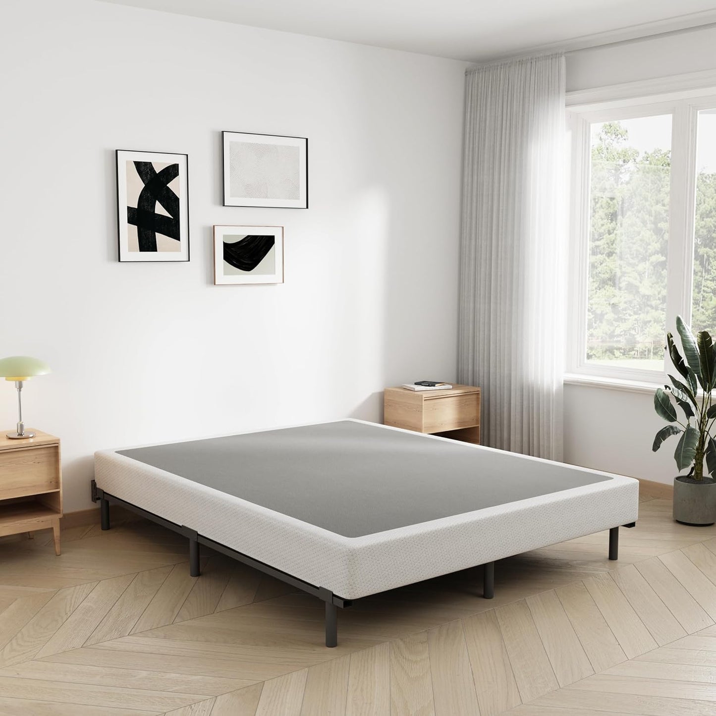 NEW - Bedsnus Queen Size Box Spring and Cover Set, 5 Inch Low Profile Metal BoxSpring, Heavy Duty Structure Mattress Foundation, Noise Free, Non-Slip, Easy Assembly - Retail $113