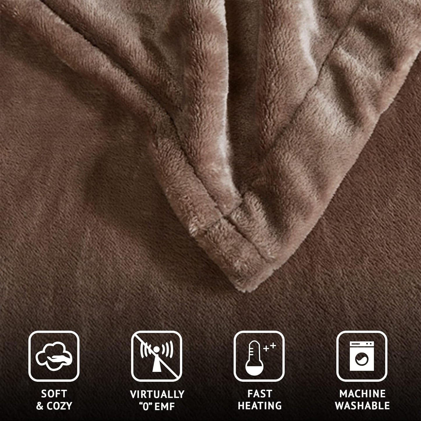 Beautyrest Heated Electric Blanket for Cold Weather, Fast Heating Heated Blanket, Auto Shut Off, Virtually Zero EMF, Multi Heat Setting, UL Certified, Mink Queen (90 inx84 in) - Retail $122