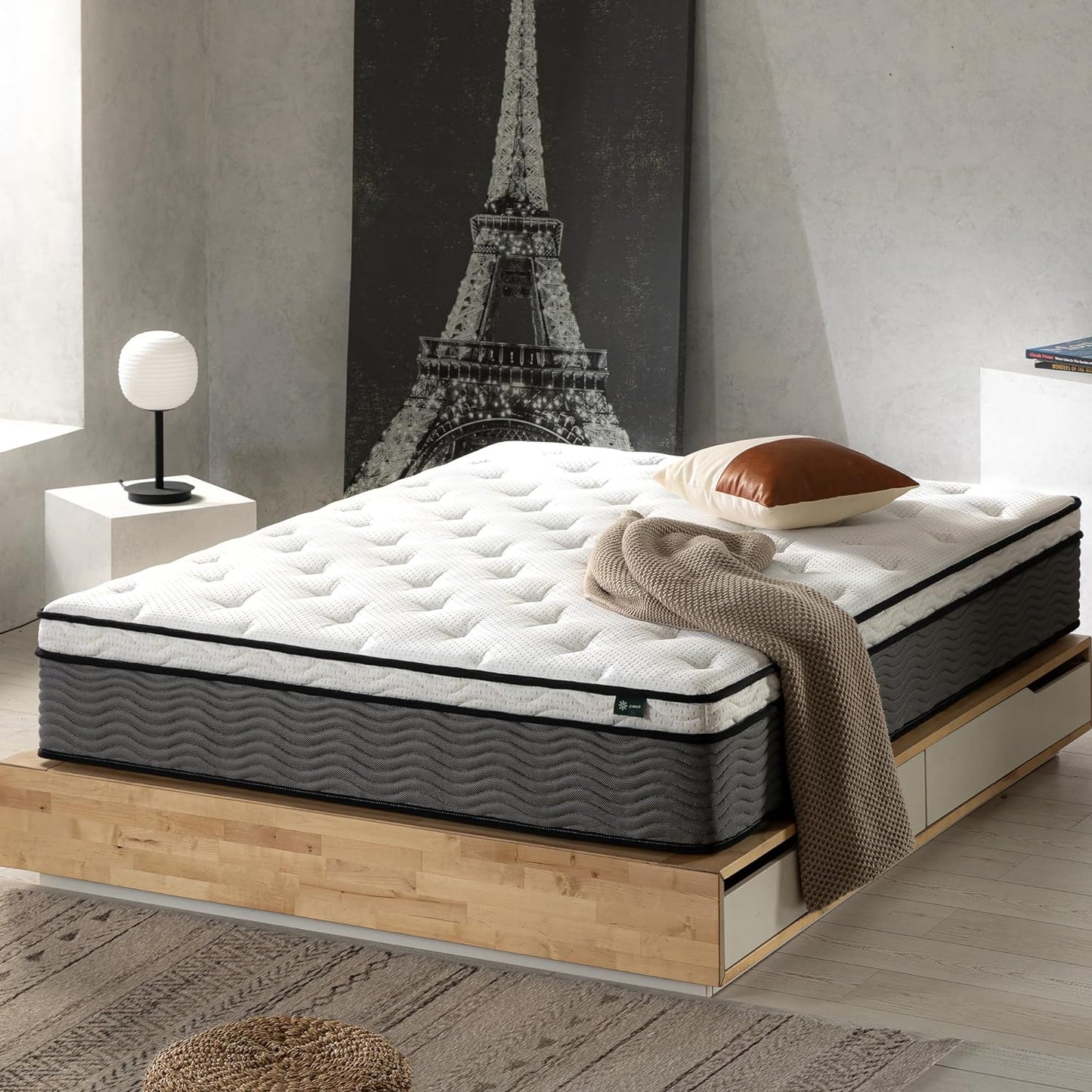 NEW - Zinus 12 Inch QUEEN True Support Hybrid Mattress [New Version], Queen, Fiberglass Free, Medium Feel, Motion Isolation, Certified Safe Foams & Fabric, Mattress in A Box - Retail $322