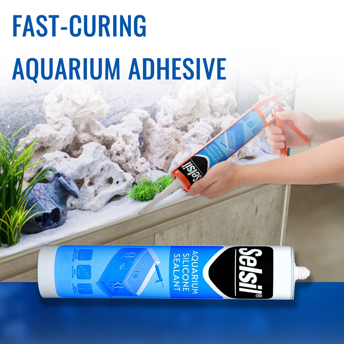 SELSIL Aquarium Silicone Clear Sealant - High Elasticity, Safe for Fish, Solvent-Free, Ozone-Resistant, Transparent 10.14 Fl Oz, 1 Pack