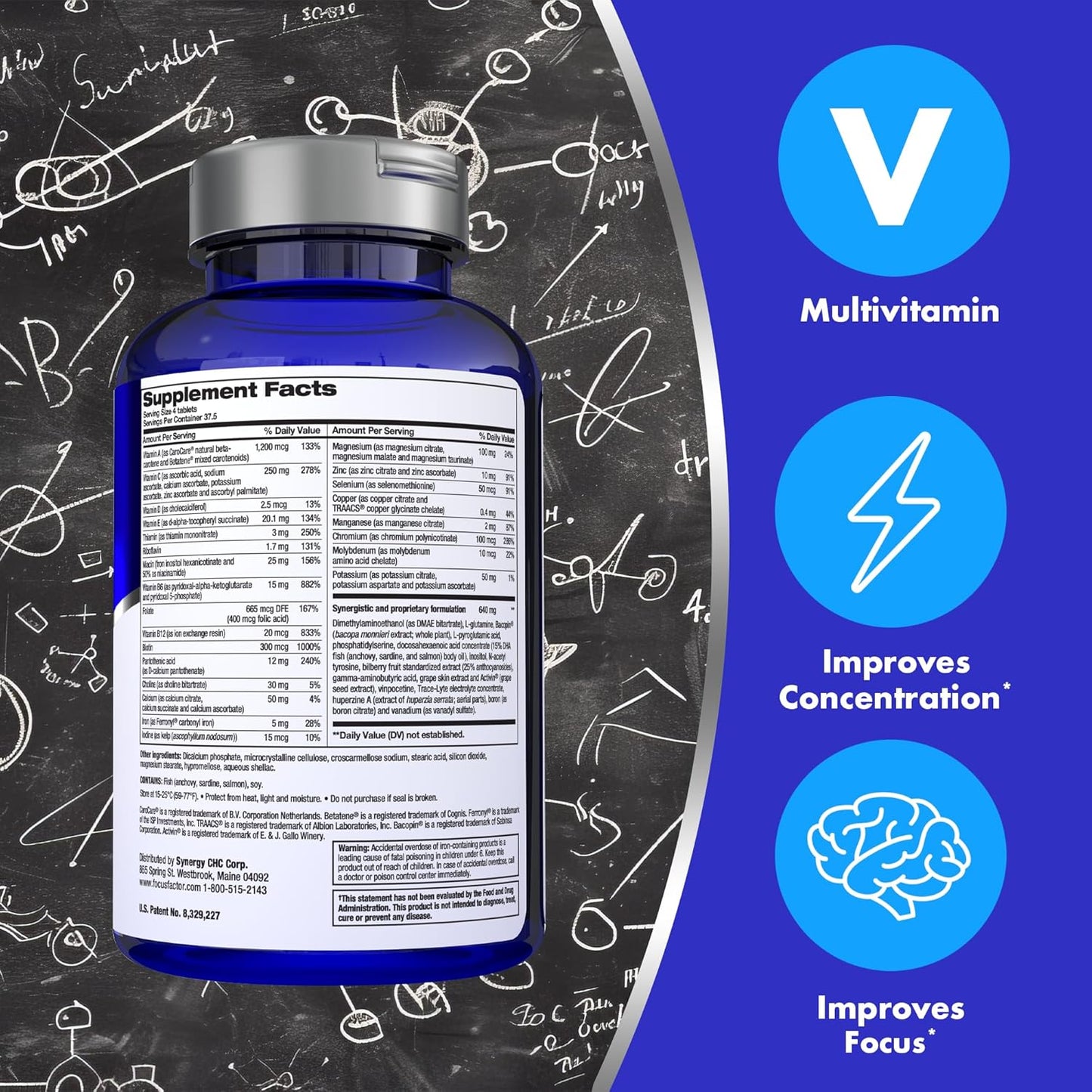 Focus Factor Brain Supplement Multivitamin Improve Memory and Clarity Boost Concentration Neuro Energy Learning Reasoning for Men and Women 180 Tablets