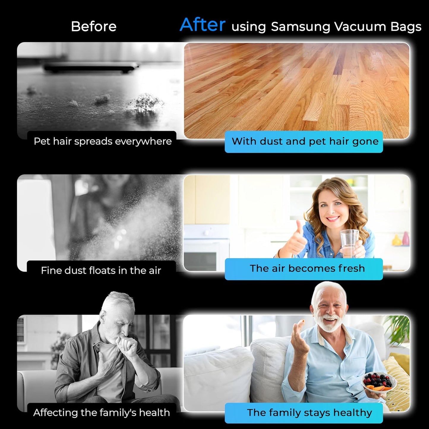 12Pcs Replacement for VCA-ADB953 Samsung Vacuum Bags, Compatible with Samsung Bespoke Jet Cordless Vacuum Cleaner VS20A95923B/AA VS20A95923N/AA VS20A95923W/AA Automatic Dust Collection Bag
