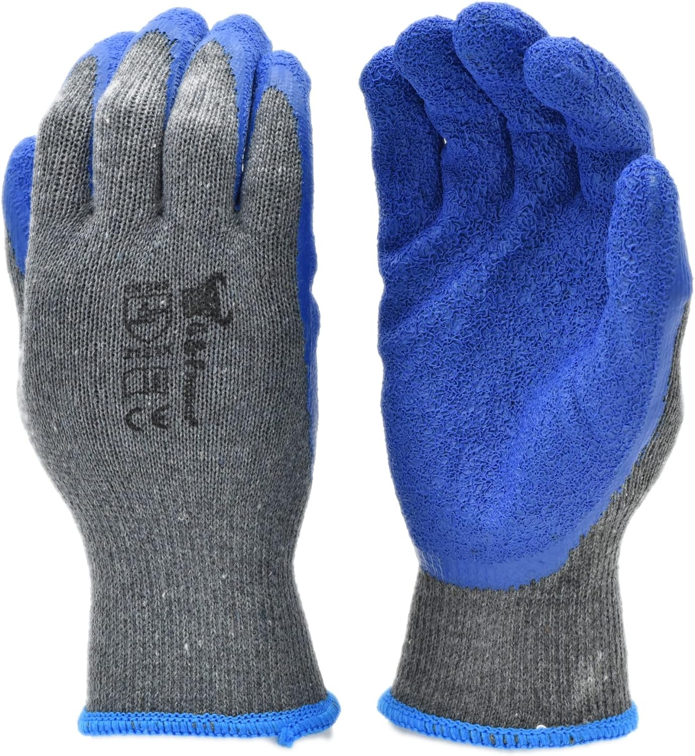 NEW - G & F Products - 3100M-10 12 Pairs Medium Rubber Latex Double Coated Work Gloves for Construction, gardening gloves, heavy duty Cotton Blend Blue - Retail $12
