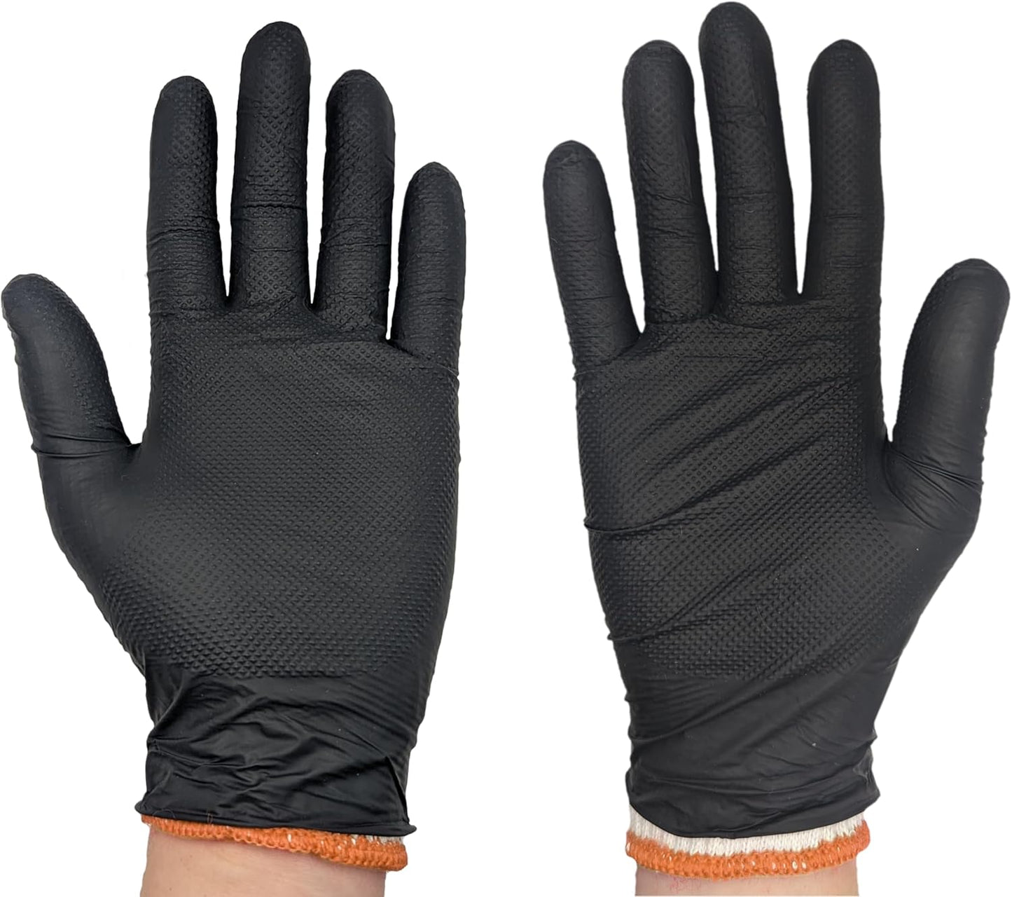 Black Disposable BBQ Grill Gloves Kit - 50 Heavy Duty Textured Grip and 2 Heat Resistant Reusable Liners Meat Pulling