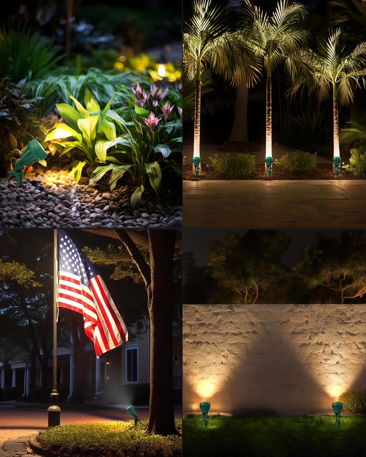 DEWENWILS 120V Spotlight Outdoor, 500LM Waterproof LED Spot Light with 3 Extra Lenses (Red Yellow Green), Landscape Lighting for Holiday, Trees, Flag, 5FT Extension Cord, UL Listed