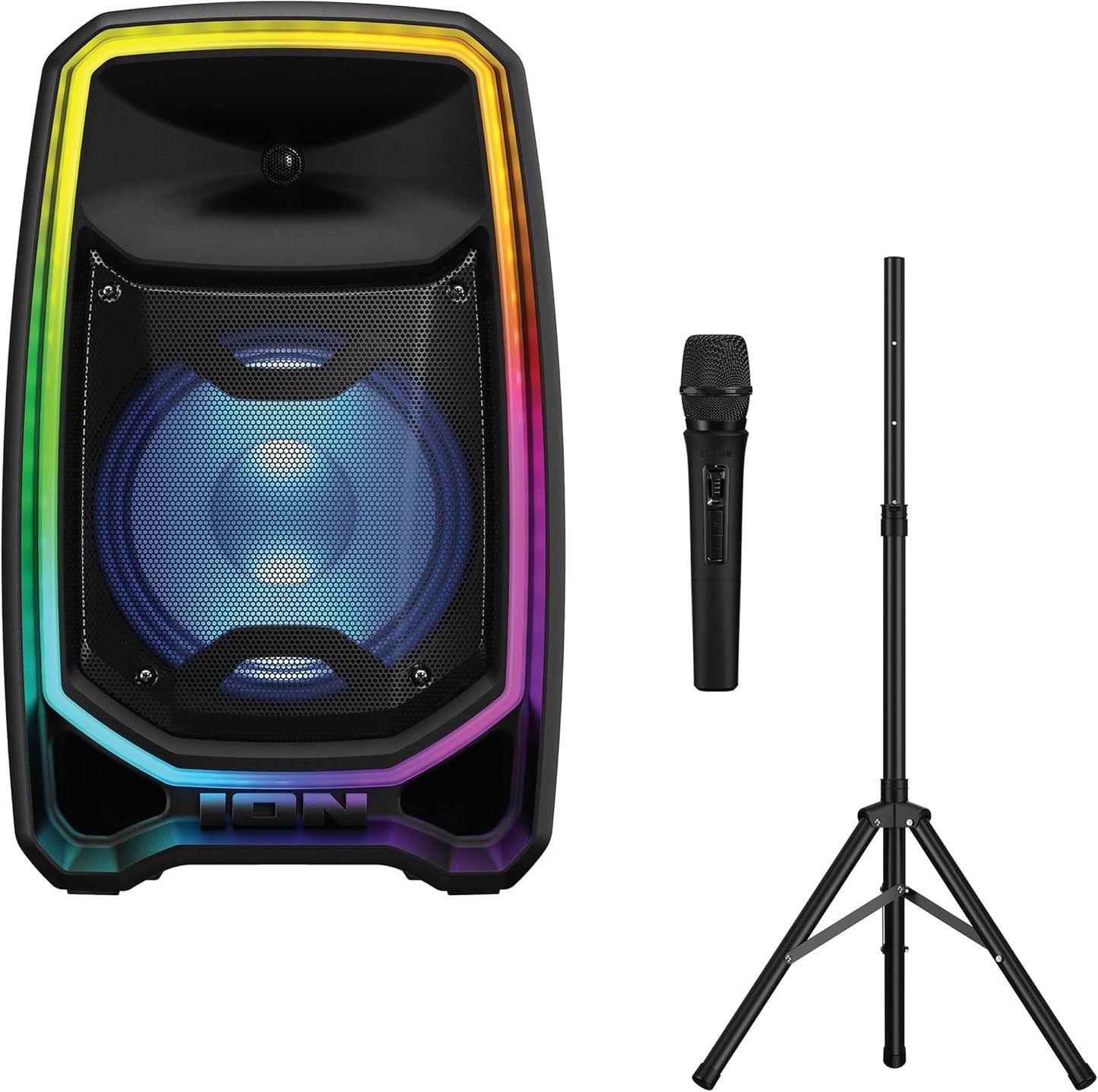 ION Total PA Freedom High-Power Speaker System with 650-Watt Sound, Wireless Microphone, Bluetooth, Ultimate Bass, Integrated Mixer and Edge-Glow Lights