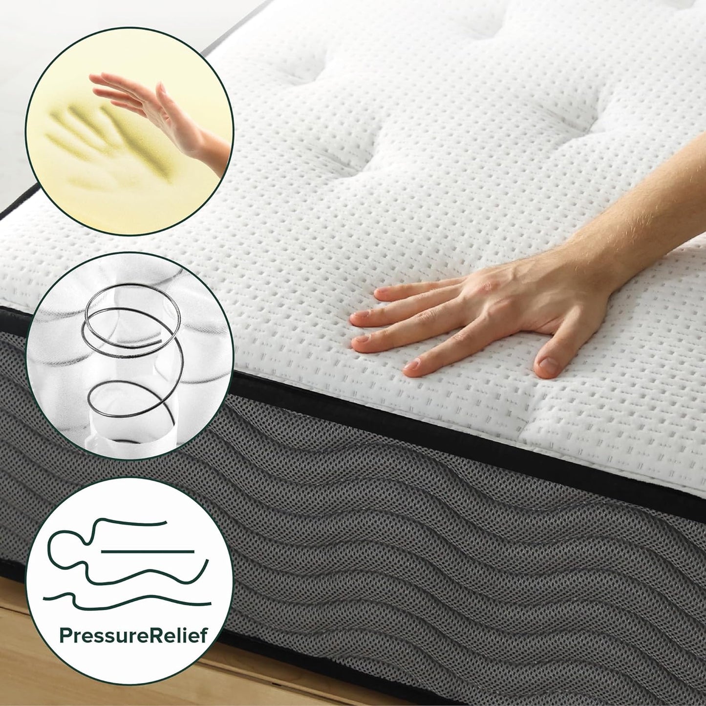 NEW - Zinus 10 Inch KING True Support Hybrid Mattress [New Version], King, Fiberglass Free, Medium Feel, Motion Isolation, Certified Safe Foams & Fabric, Mattress in A Box - Retail $260