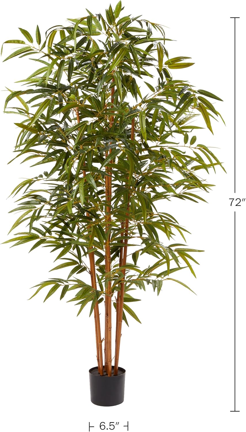 Artificial Bamboo Tree - 6FT Fake Plant with Adjustable Leaves and Pot - Faux Plants Indoor for Home, Restaurant, or Office Décor by Pure Garden - Retail $80