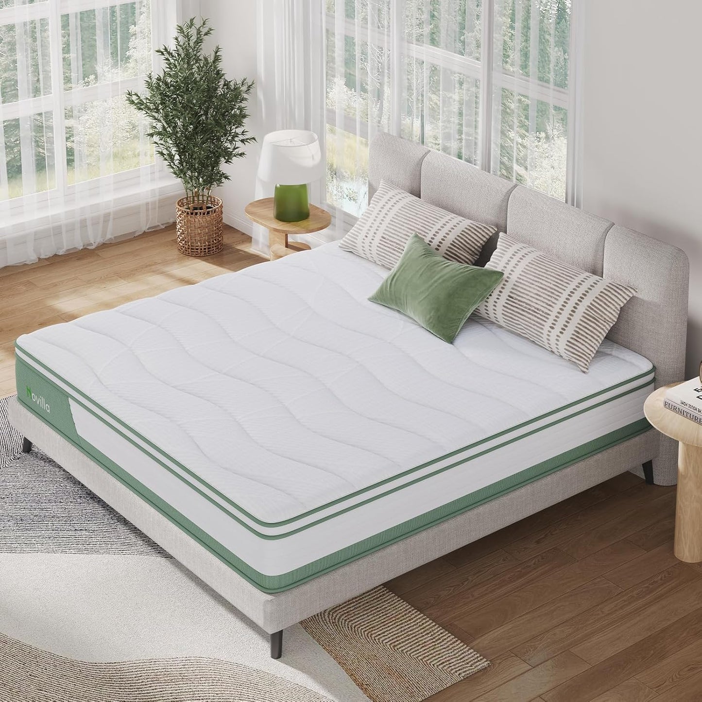 NEW - Novilla KING 12 Inch Mattress, 5-Zone Hybrid Mattress with Gel Memory Foam for Pressure Relief & Cool Night, MediumFirm King Bed Mattress in A Box - Retail $312