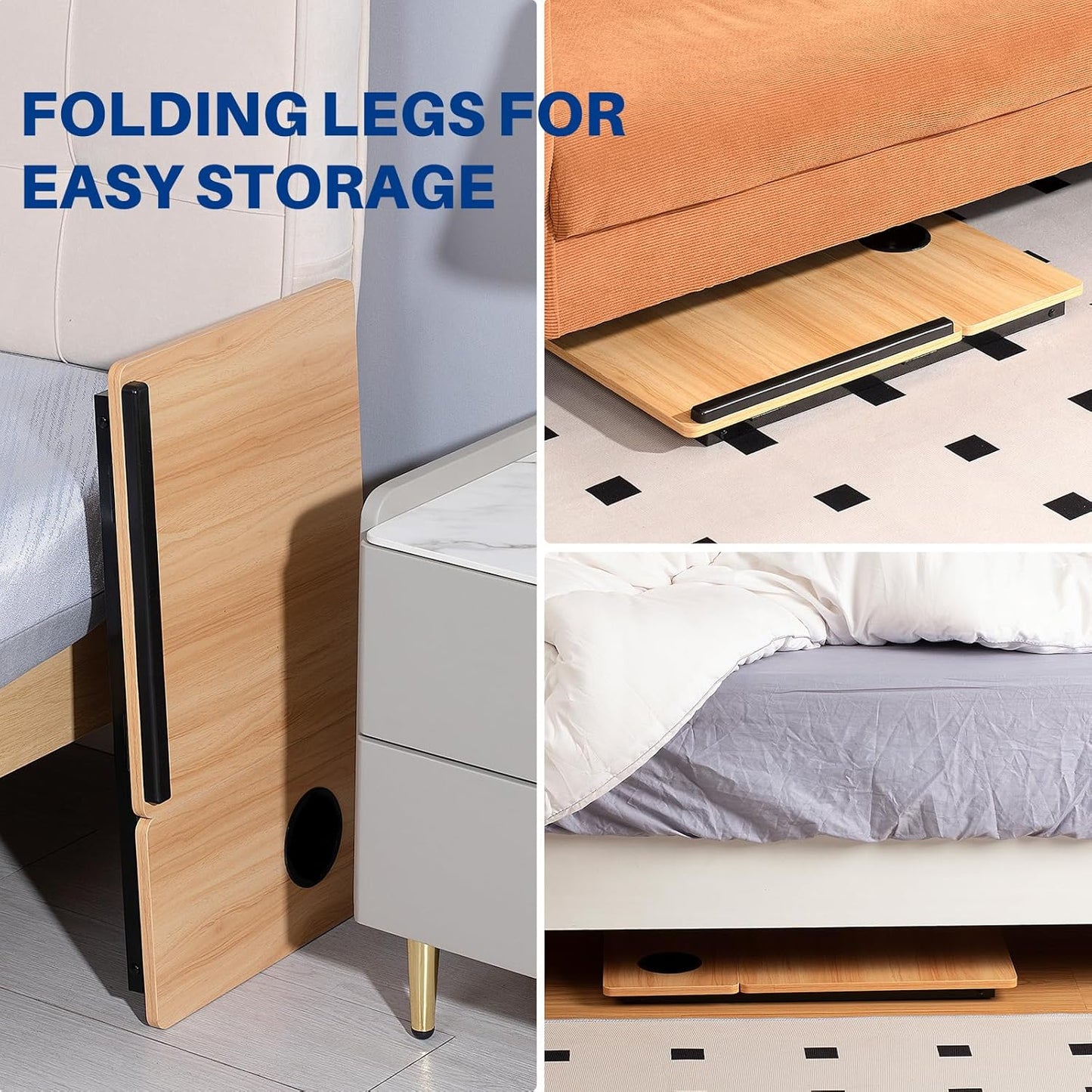 Laptop Desk for Bed Couch, Adjustable Foldable Bed Table with Cup Holder