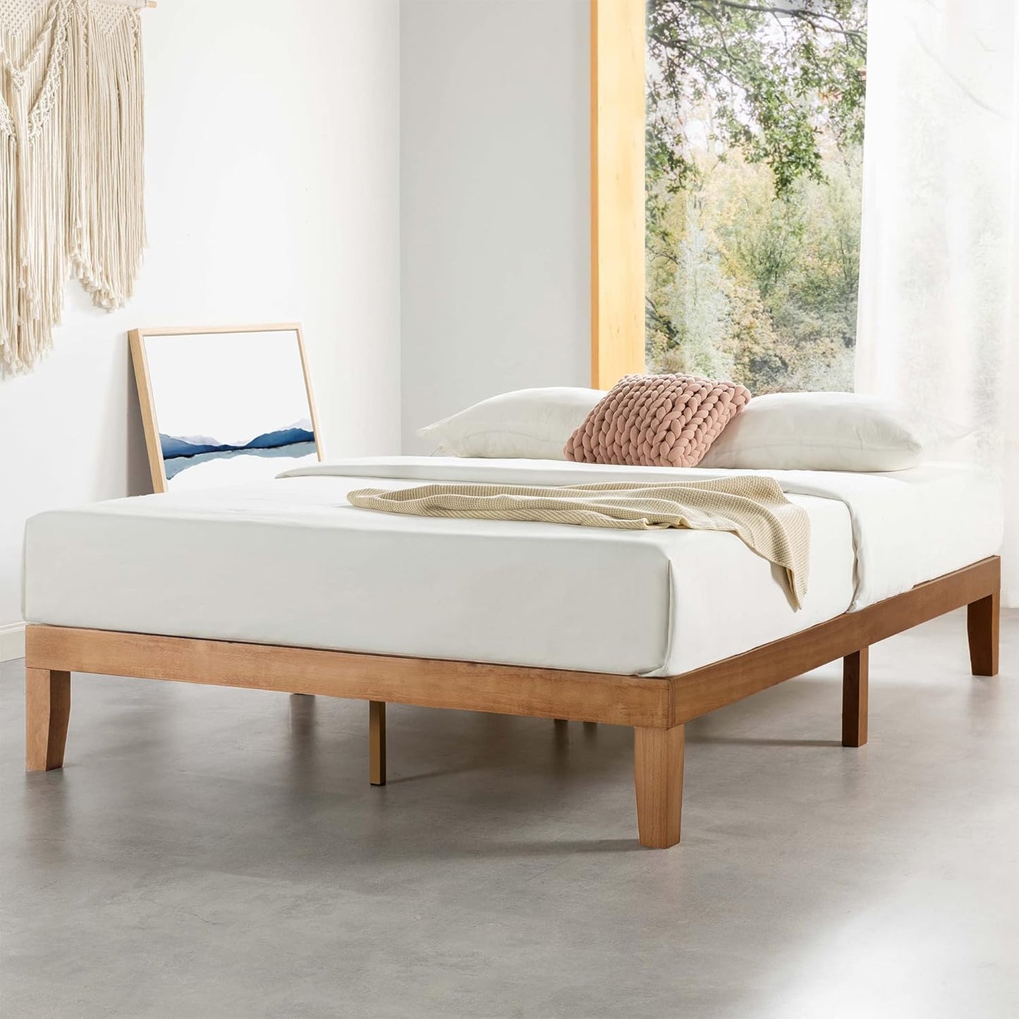 Mellow FULL 12 Inch Naturalista Classic - Solid Wood Platform Bed with Wooden Slats, No Box Spring Needed, Easy Assembly, Full, Natural Pine - Retail $140