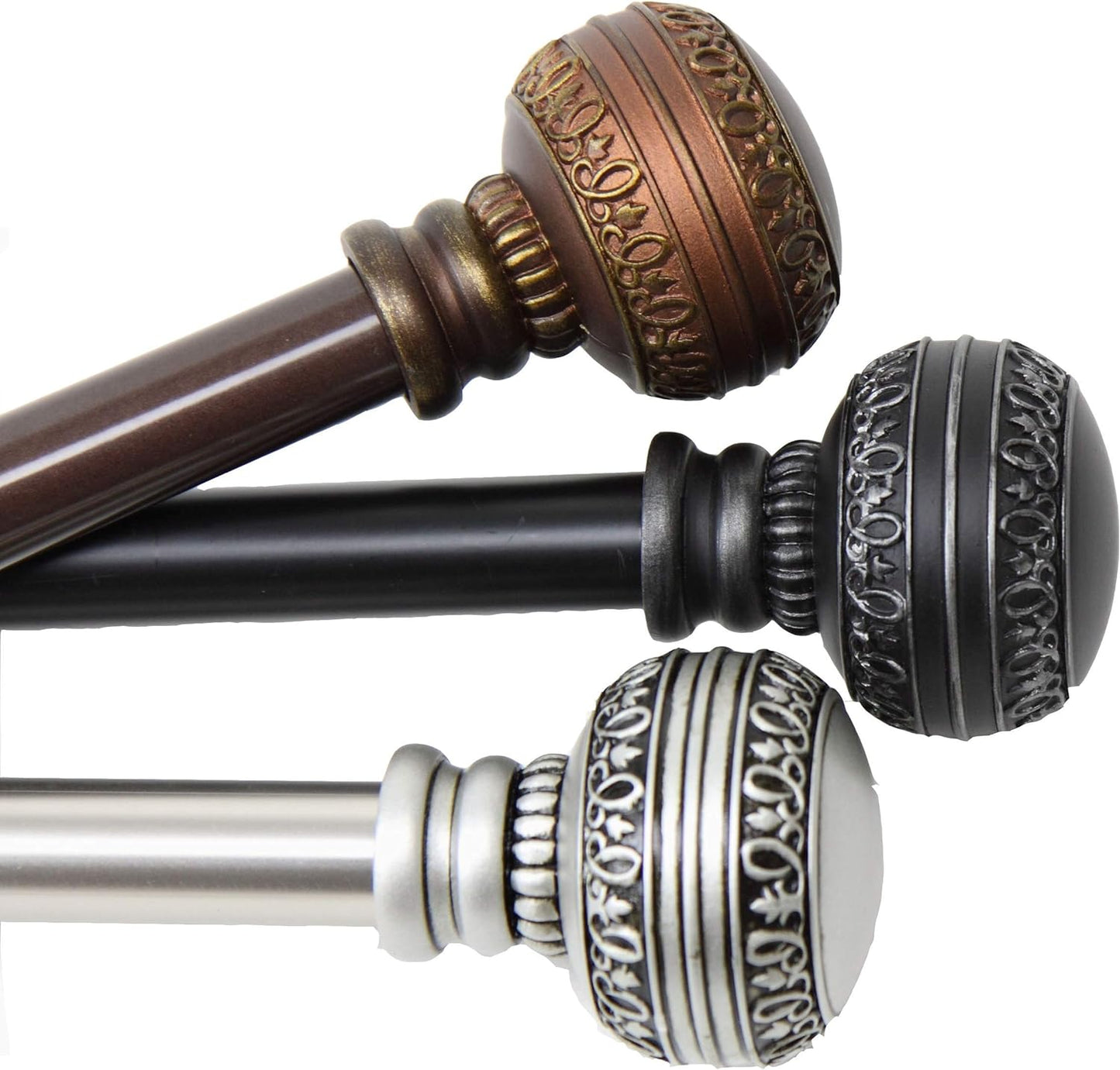 NEW - Rod Desyne 4802-997 Ornament Window Curtain Rod Set, 120 to 170-Inch, Cocoa - Retail $75